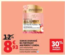 Auchan L'ORÉAL Soin de jour rosé re-fortifiant age perfect offre
