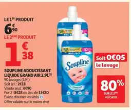 Auchan SOUPLINE Adoucissant liquide grand air offre