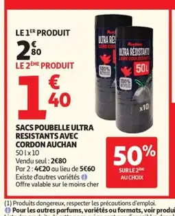 Auchan AUCHAN Sacs poubelle ultra resistants avec cordon offre