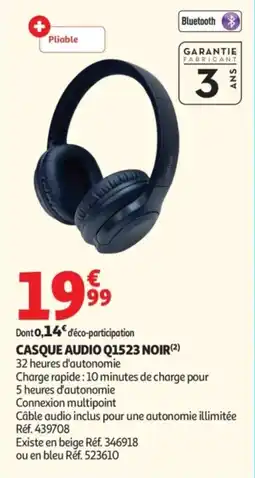 Auchan Casque audio q1523 noir offre