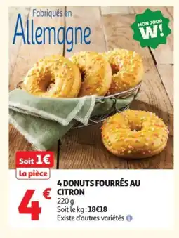 Auchan 4 donuts fourrés au citron offre