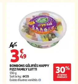 Auchan LUTTI Bonbons gélifiés happy fizz family offre