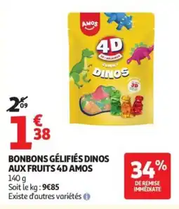 Auchan AMOS Bonbons gélifiés dinos aux fruits 4d offre