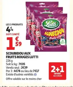 Auchan LUTTI Scoubidou aux fruits rouges offre