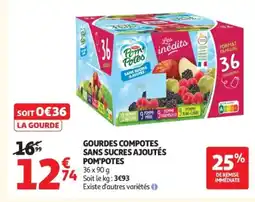 Auchan POM'POTES Gourdes compotes sans sucres ajoutés offre