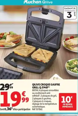 Auchan QILIVE Croque gaufre grill Q.5948 offre