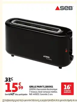 Auchan SEB Grille pain TL180001 offre