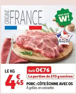 Auchan Porc: côte échine avec os offre