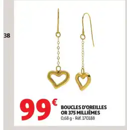 Auchan Boucles d'oreilles or 375 millièmes offre