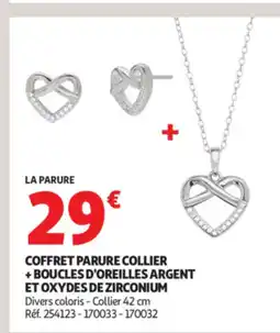 Auchan Coffret parure collier + boucles d'oreilles argent et oxydes de zirconium offre