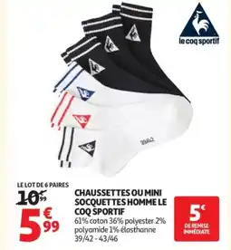 Auchan Chaussettes ou mini socquettes homme le coq sportif offre