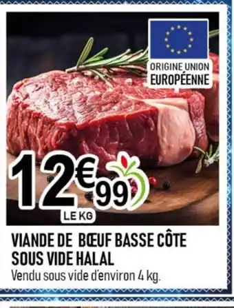 Viande de bœuf basse côte sous vide halal
