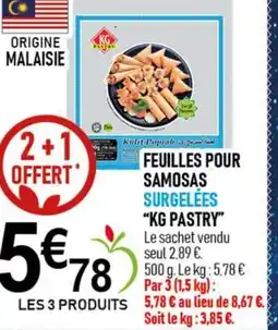 marché frais Géant KG PASTRY Feuilles pour samosas surgelées offre