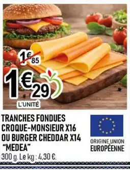 marché frais Géant MEDA Tranches fondues croque-monsieur x16 ou burger cheddar x14 offre