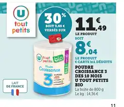 Maximarché Poudre croissance 3 des 10 mois u tout petits bio offre