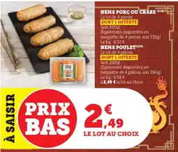 Hyper U Nems porc ou crabe offre