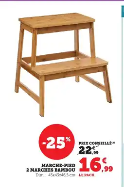 Bi1 Marche-pied 2 marches bambou offre
