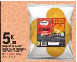 E.Leclerc BURGERS DE POULET PANÉS HALAL SURGELÉS “ORIENTAL VIANDES” offre