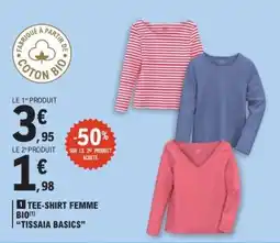 E.Leclerc TEE-SHIRT FEMME BIO TISSAIA BASICS offre