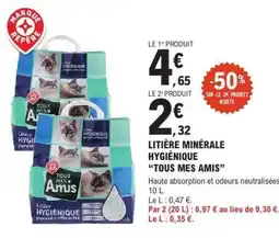E.Leclerc LITIÈRE MINÉRALE HYGIÉNIQUE “TOUS MES AMIS” offre