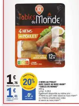 E.Leclerc 4 NEMS AU POULET AVEC SAUCE AU NUOC-MAM offre