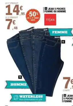 E.Leclerc JEAN 5 POCHES FEMME OU HOMME offre