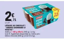 E.Leclerc LIÉGEOIS AU CHOCOLAT ANDROS GOURMAND ET VEGETAL offre