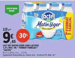 E.Leclerc Lait UHT Matin Léger Sans Lactose 1,2% Mat. Gr. Format Familial Lactel offre