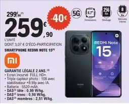 E.Leclerc SMARTPHONE REDMI NOTE 15 offre