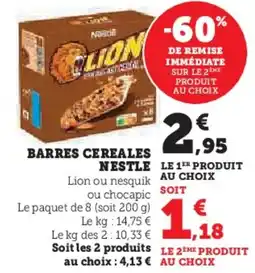 Hyper U Barres cereales nestle offre