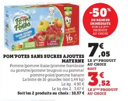 Hyper U Pom'potes sans sucres ajoutes materne offre