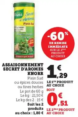 Hyper U Assaisonnement secret d'aromes knorr DE REMISE IMMÉDIATE SUR LE 2 offre