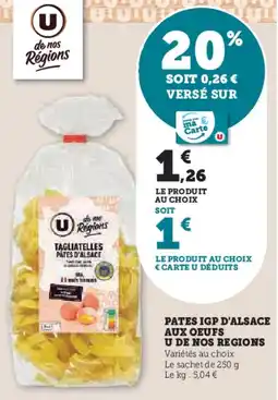 Hyper U Pates igp d'alsace aux oeufs u de nos regions offre