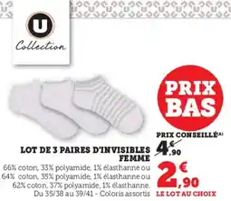 Hyper U Lot de 3 paires d'invisibles offre