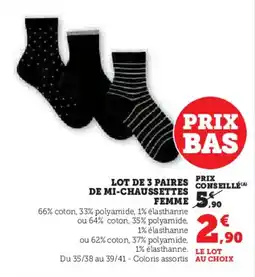 Hyper U Lot de 3 paires de mi-chaussettes femme offre