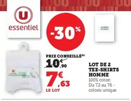 Hyper U Lot de 2 tee-shirts homme offre