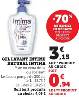 Hyper U Gel lavant intime natural intima offre