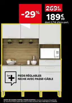 BUT Chêne - pieds réglables niche avec passe-câble offre