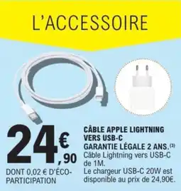 E.Leclerc Espace Culturel Câble apple lightning vers usb-c offre