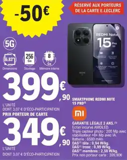 E.Leclerc Espace Culturel Smartphone redmi note 15 pro offre