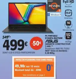 E.Leclerc Espace Culturel Pc portable e1504fa-bq2768w asus offre