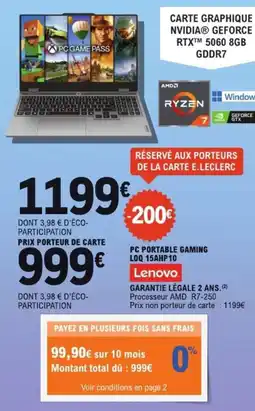 E.Leclerc Espace Culturel Pc portable gaming loq 15ahp10 lenovo offre