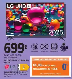E.Leclerc Espace Culturel Tv led 75ua75 75" lg offre