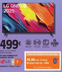 E.Leclerc Espace Culturel Tv qled 65qned70 65" offre