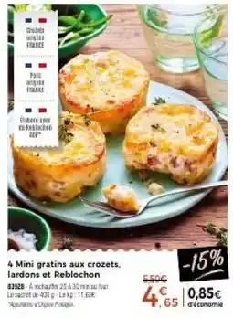 Thiriet 4 mini gratins aux crozets, lardons et reblochon offre