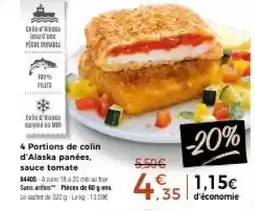 Thiriet 4 Portions de colin d'Alaska panées, sauce tomate offre