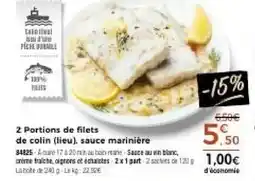 Thiriet 2 Portions de filets de colin lieu, sauce marinière offre