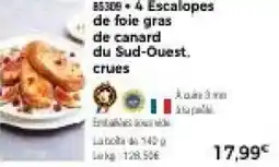 Thiriet 4 escalopes de foie gras de canard du sud-ouest. crues offre