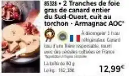 Thiriet 2 tranches de foie gras de canard entier du sud-ouest, cuit au torchon - armagnac aoc offre