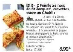 Thiriet 2 feuilletés noix de st-jacques crevettes, sauce au chablis offre
